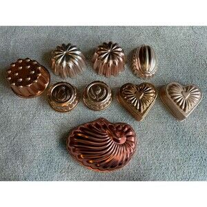 Set Of 9 Vintage Copper Jello Mold Collection MCM Boho Farmhouse